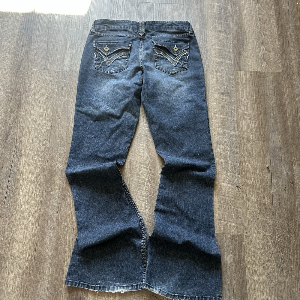 Mudd Yo Jeans Women's Blue Flare Bell Bottom Denim Jeans Size 9 Faded button